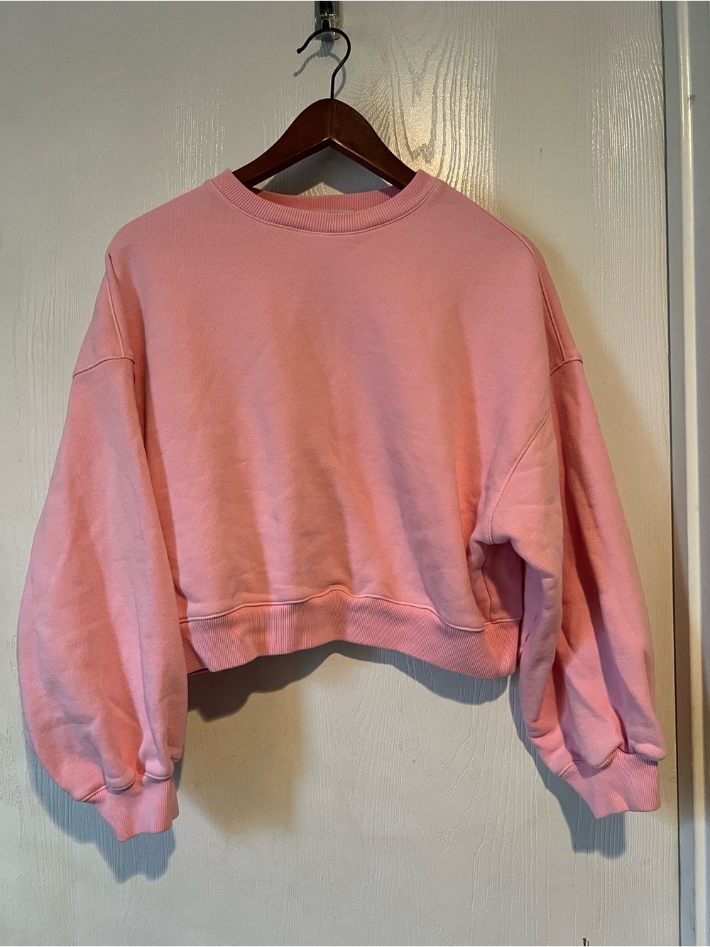 Agolde Balloon Sleeves  Crop Sweatshirt in Light Pink Women Size Small